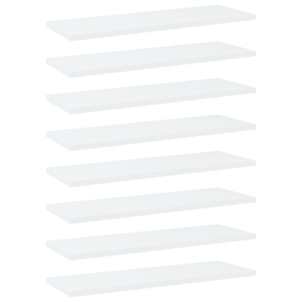 vidaXL Knygų lentynos plokštės, 8vnt., baltos, 60x20x1,5cm, MDP