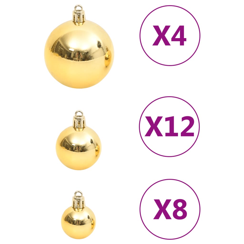 vidaXL Kalėdinių žaisliukų rinkinys, 111vnt., auksiniai, polistirenas