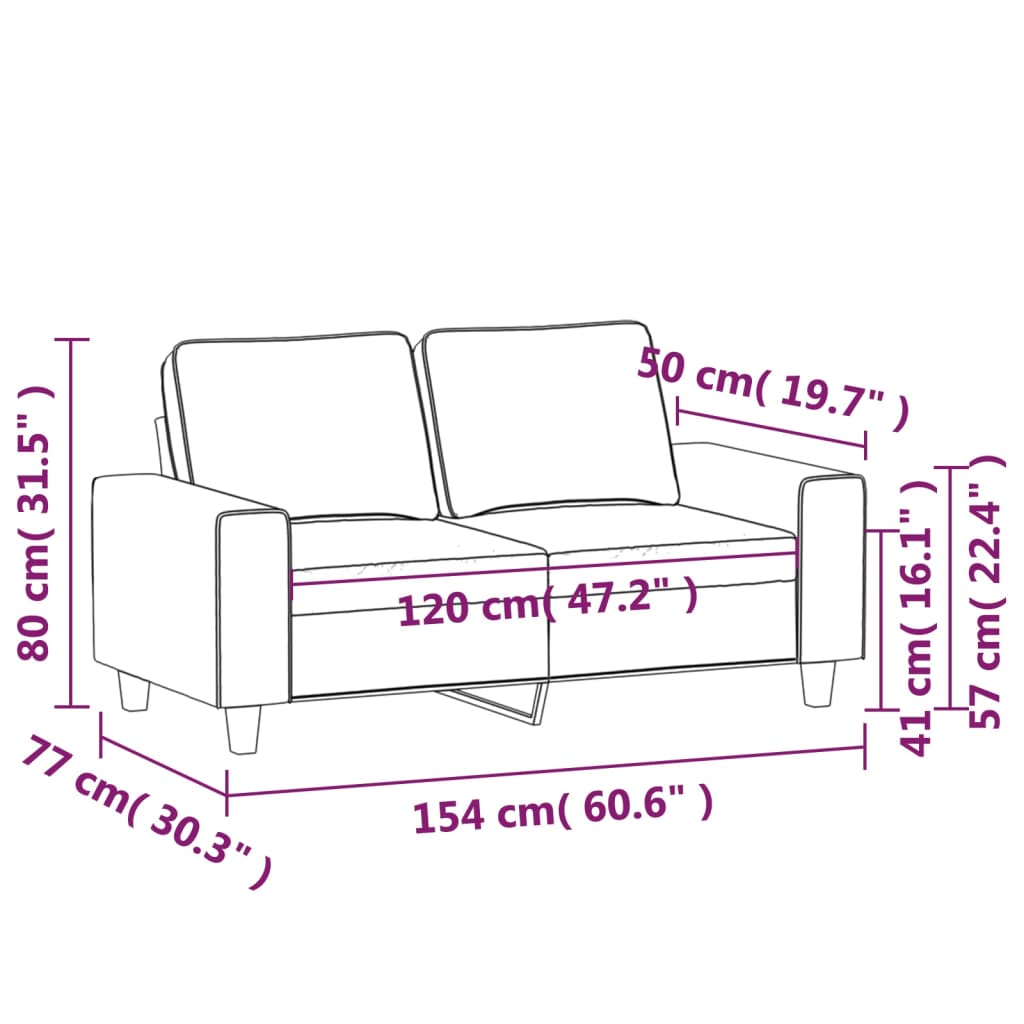 vidaXL Dvivietė sofa, tamsiai pilka, 120cm, mikropluošto audinys