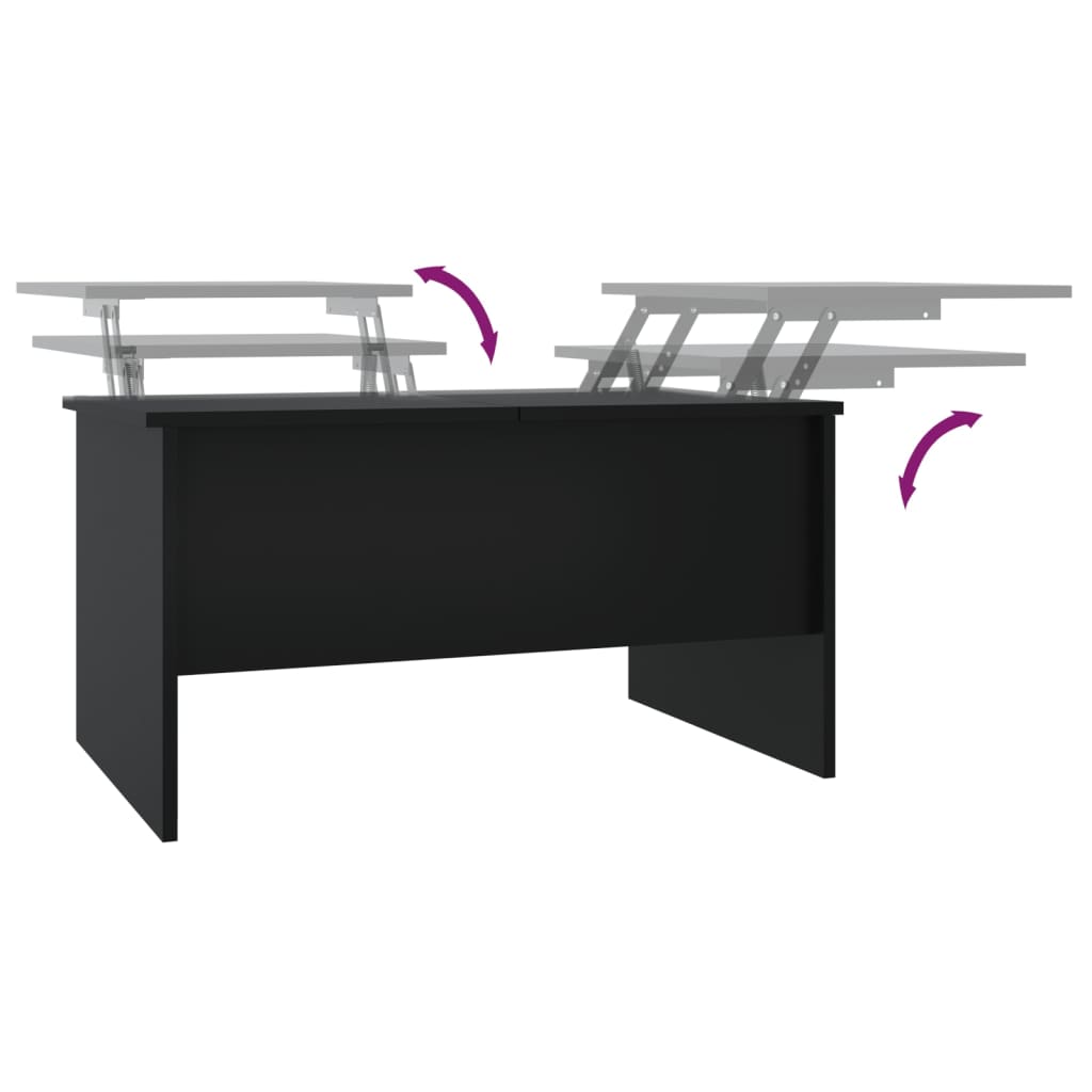 vidaXL Kavos staliukas, juodas, 80x50x42,5cm, apdirbta mediena