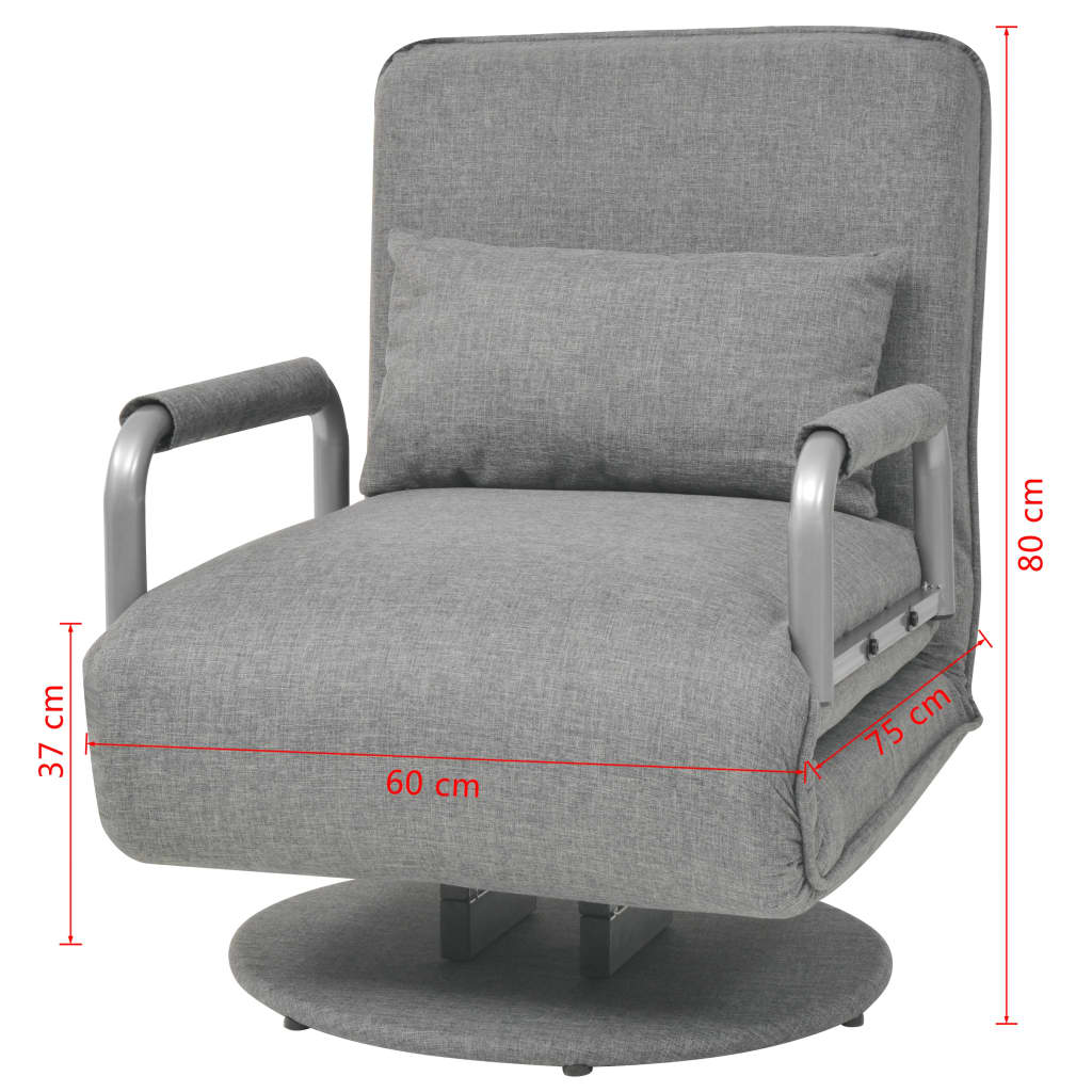 vidaXL Supamoji kėdė ir sofa-lova, šviesiai pilka, audinys