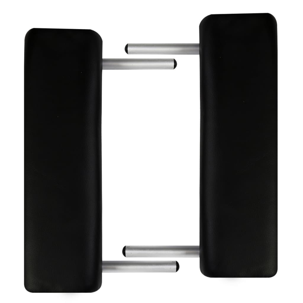 vidaXL Sulankstomas masažo stalas, juodas, 2 zonų, su aliuminio rėmu