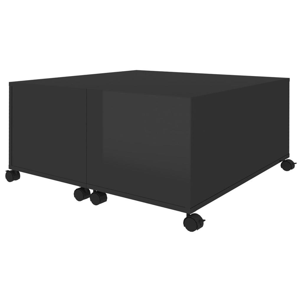 vidaXL Kavos staliukas, juodos spalvos, 75x75x38cm, MDP, blizgus