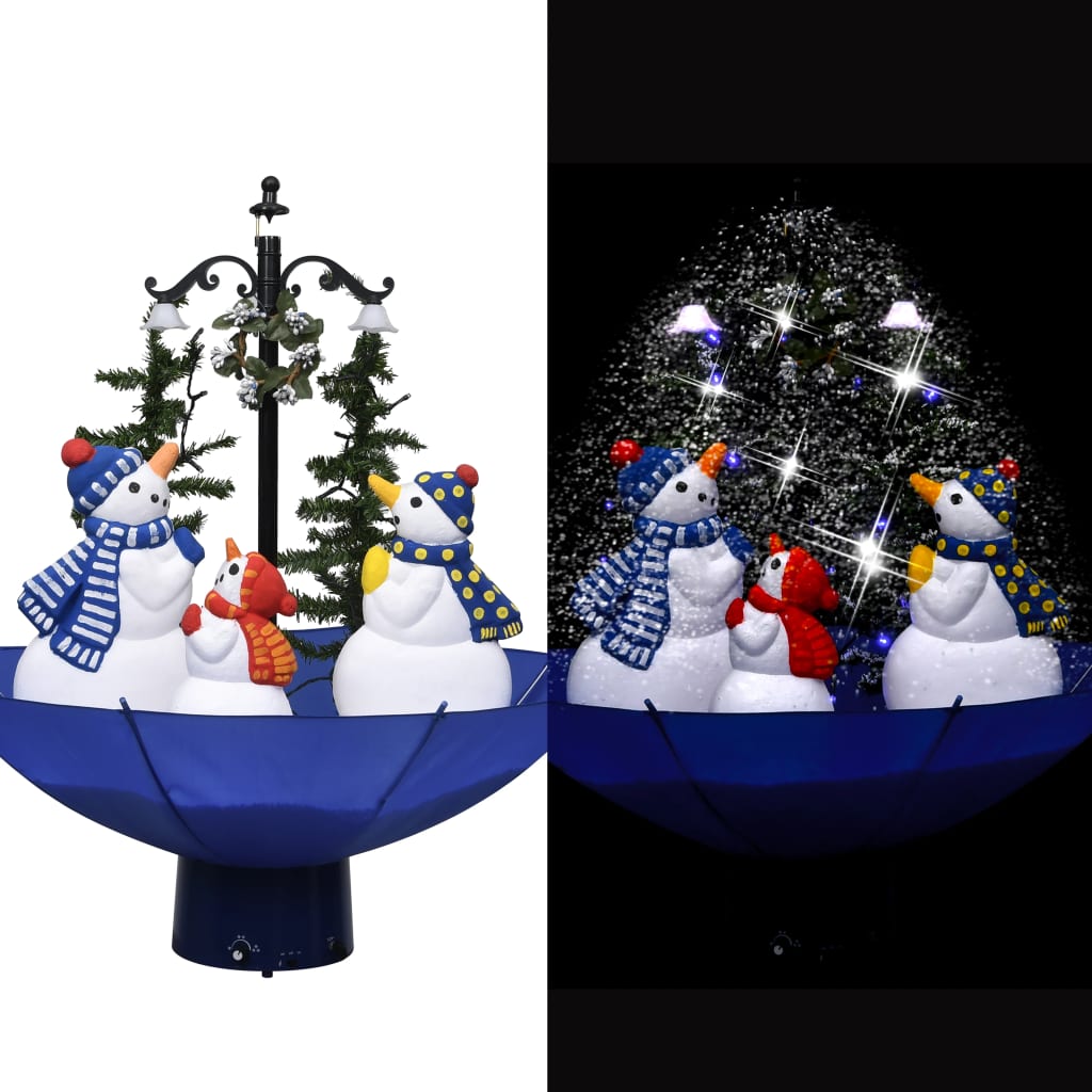 vidaXL Eglutė su sniego funkcija ir skėčio pagrindu, mėlyna, 75cm, PVC