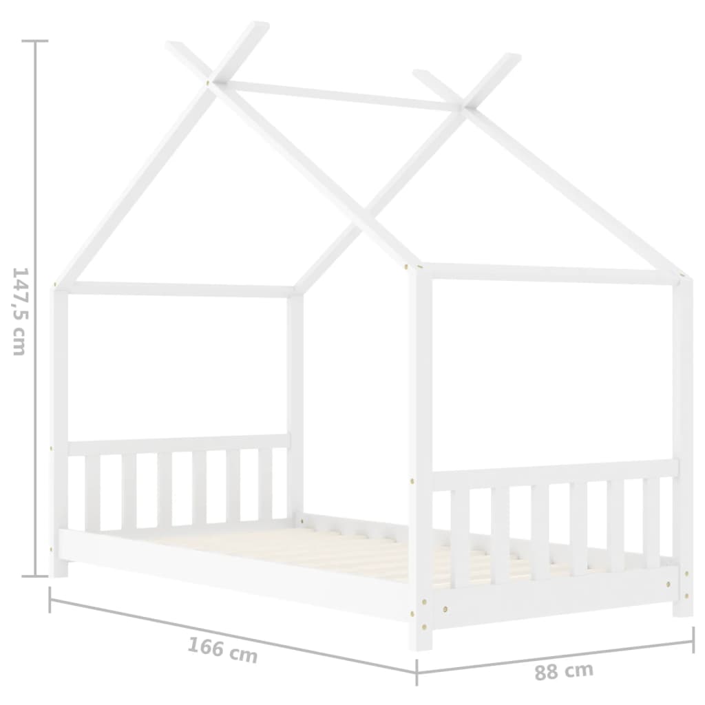 vidaXL Vaikiškos lovos rėmas, baltos spalvos, 80x160cm, pušies masyvas