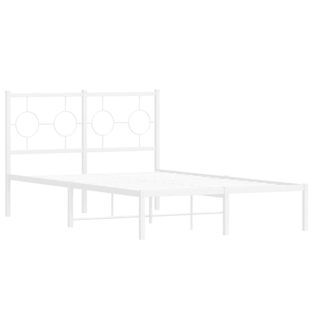 vidaXL Metalinis lovos rėmas su galvūgaliu, baltos spalvos, 120x190cm