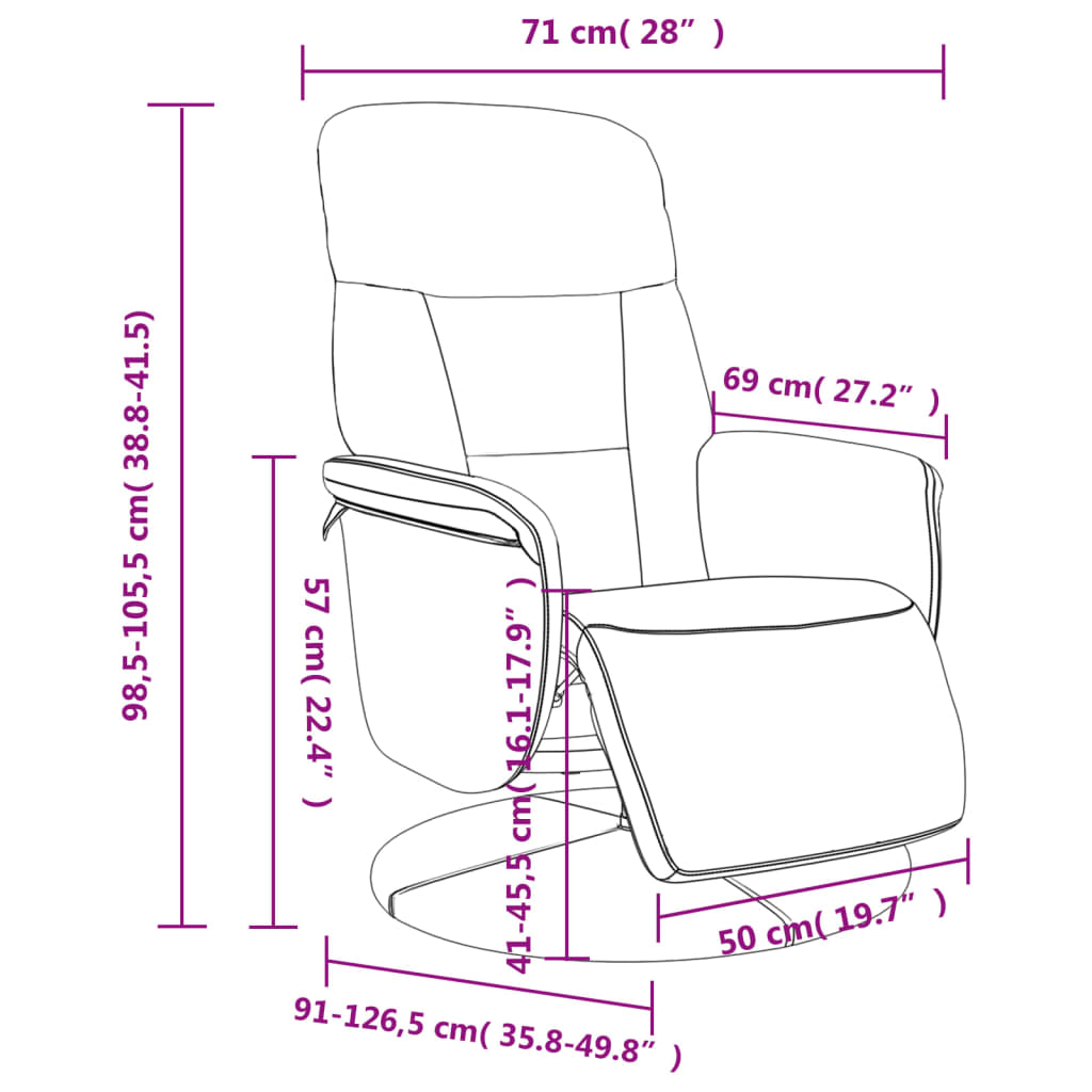 vidaXL Atlošiama kėdė su pakoja, šviesiai pilkos spalvos, aksomas