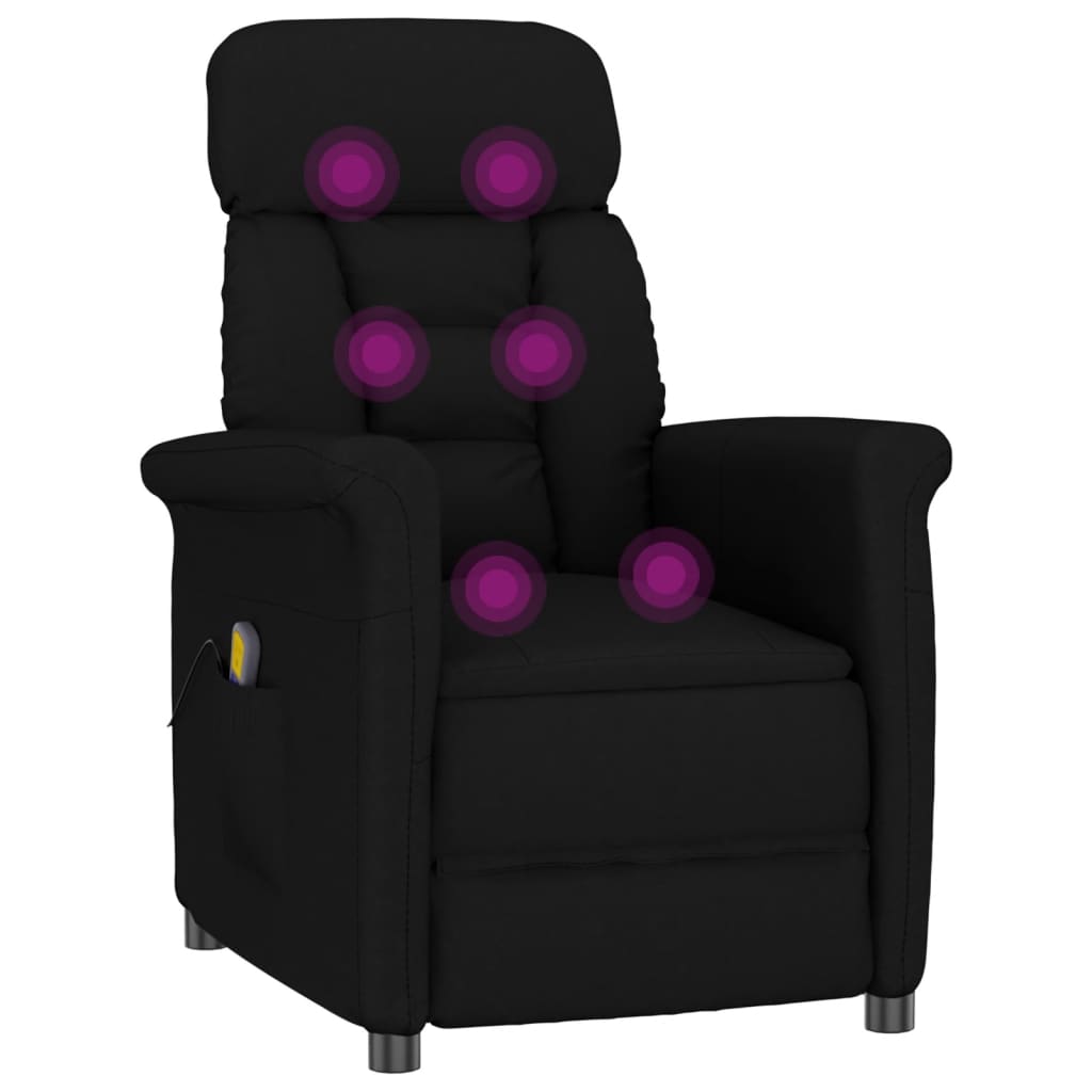 vidaXL Masažinis krėslas, juodos spalvos, dirbtinė versta oda