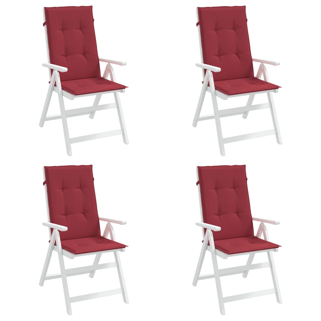 vidaXL Sodo kėdės pagalvėlės, 4vnt., vyno, 120x50x3cm, audinys