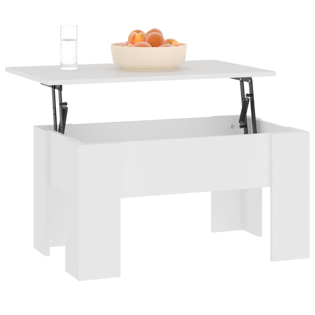 vidaXL Kavos staliukas, baltas, 79x49x41cm, apdirbta mediena