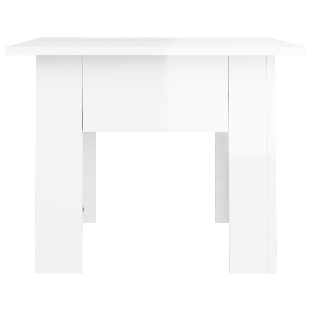 vidaXL Kavos staliukas, baltas, 55x55x42cm, apdirbta mediena, blizgus