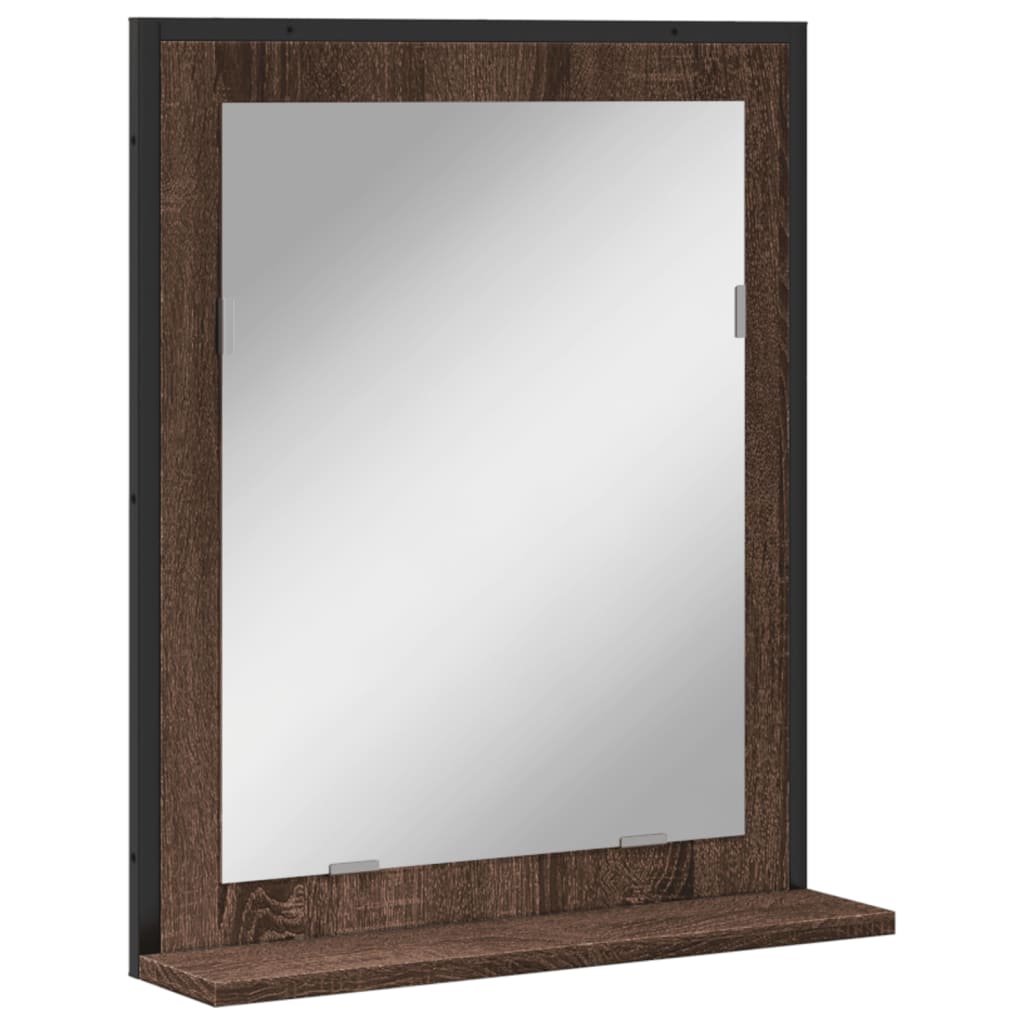 vidaXL Vonios veidrodis su lentyna, rudas ąžuolo, 50x12x60cm, mediena