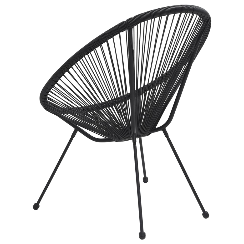 vidaXL Sodo kėdės, 2vnt., juodos spalvos, ratanas, apskritos