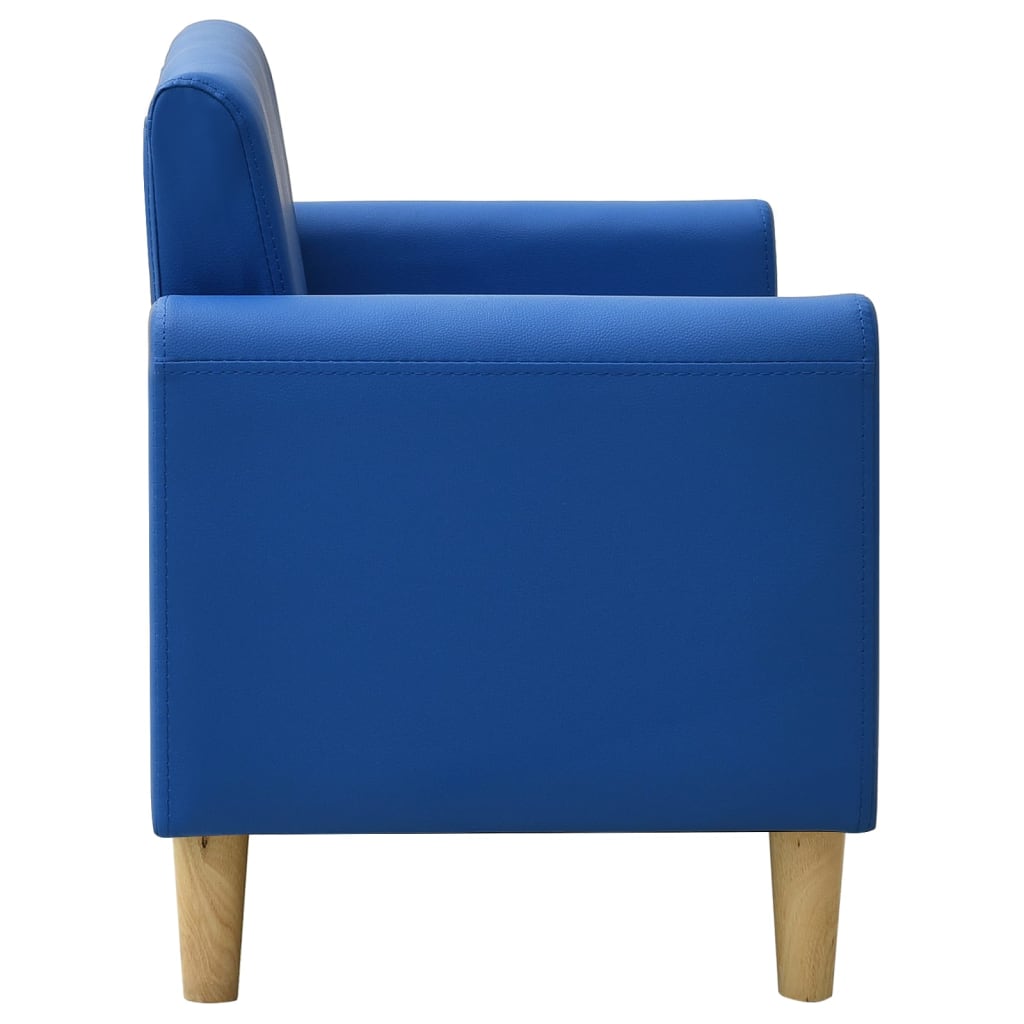 vidaXL Dvivietė vaikiška sofa, mėlyna, dirbtinė oda