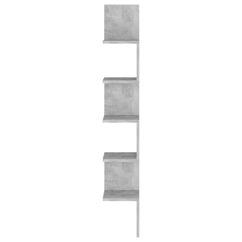 vidaXL Sieninė kampinė lentyna, betono pilka, 20x20x127,5cm, MDP