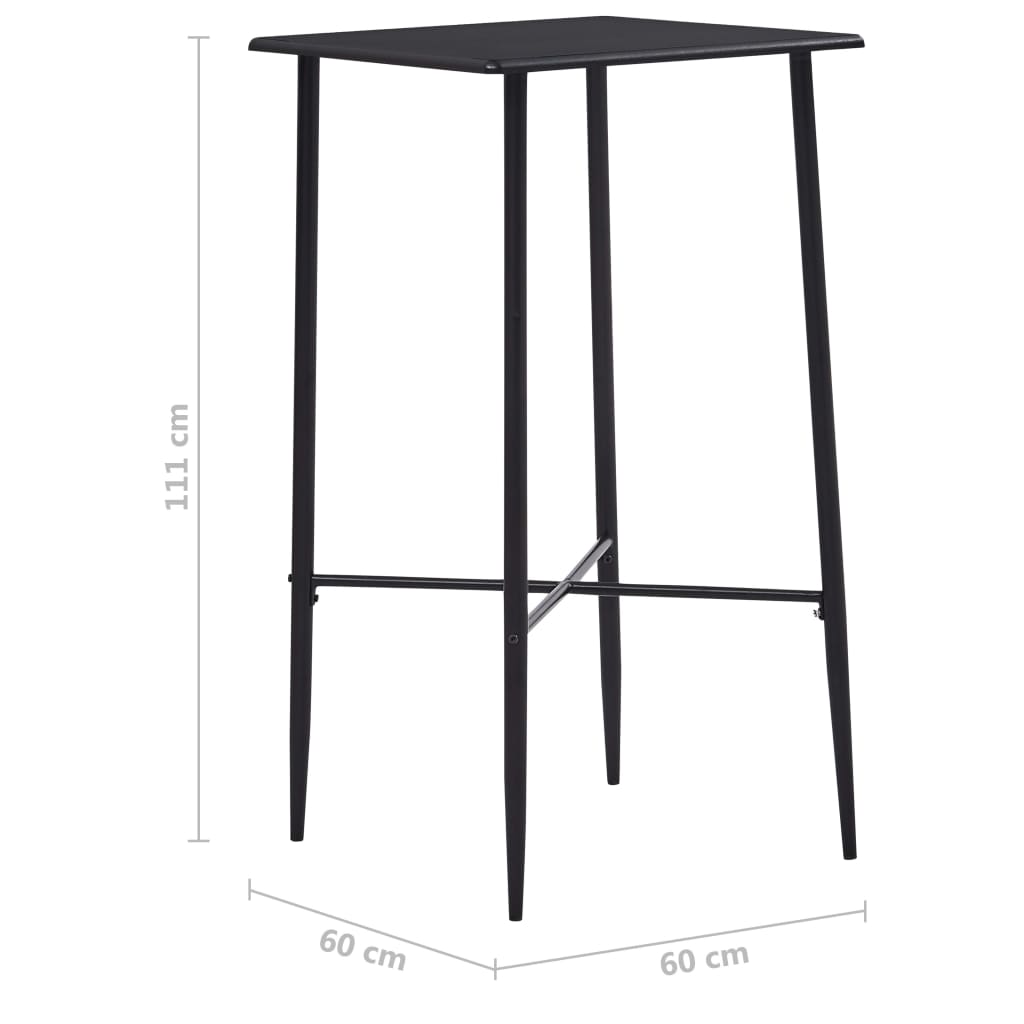 vidaXL Baro stalas, juodos spalvos, 60x60x111cm, MDF