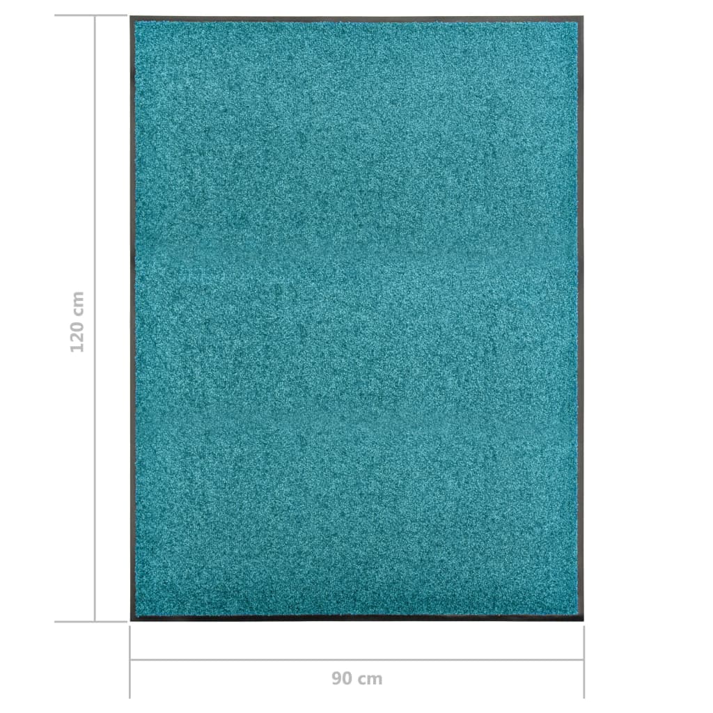vidaXL Durų kilimėlis, žydros spalvos, 90x120cm, plaunamas