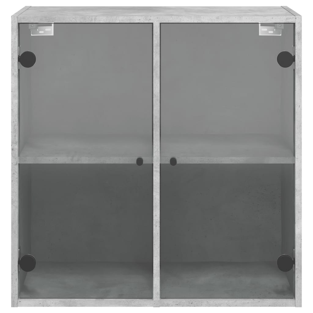 vidaXL Sieninė spintelė su stiklinėmis durelėmis, betono, 68x37x68,5cm