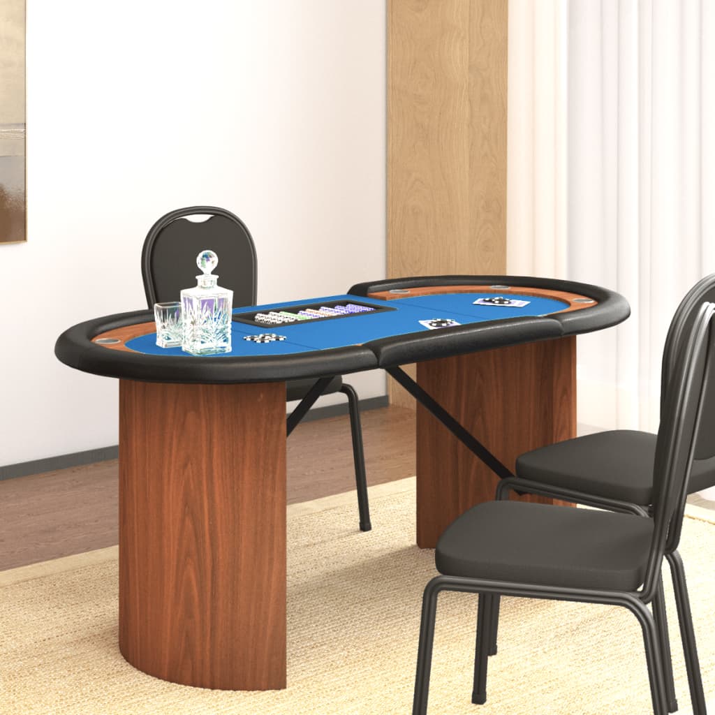 vidaXL Pokerio stalas su padėklu žetonams, mėlynas, 160x80x75cm