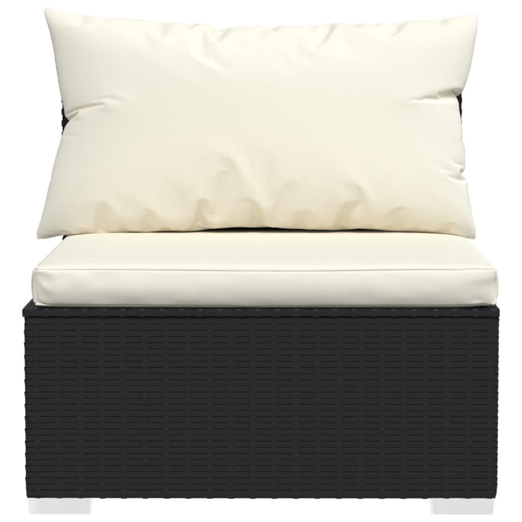 vidaXL Sodo komplektas su pagalvėlėmis, 5 dalių, juodas, poliratanas