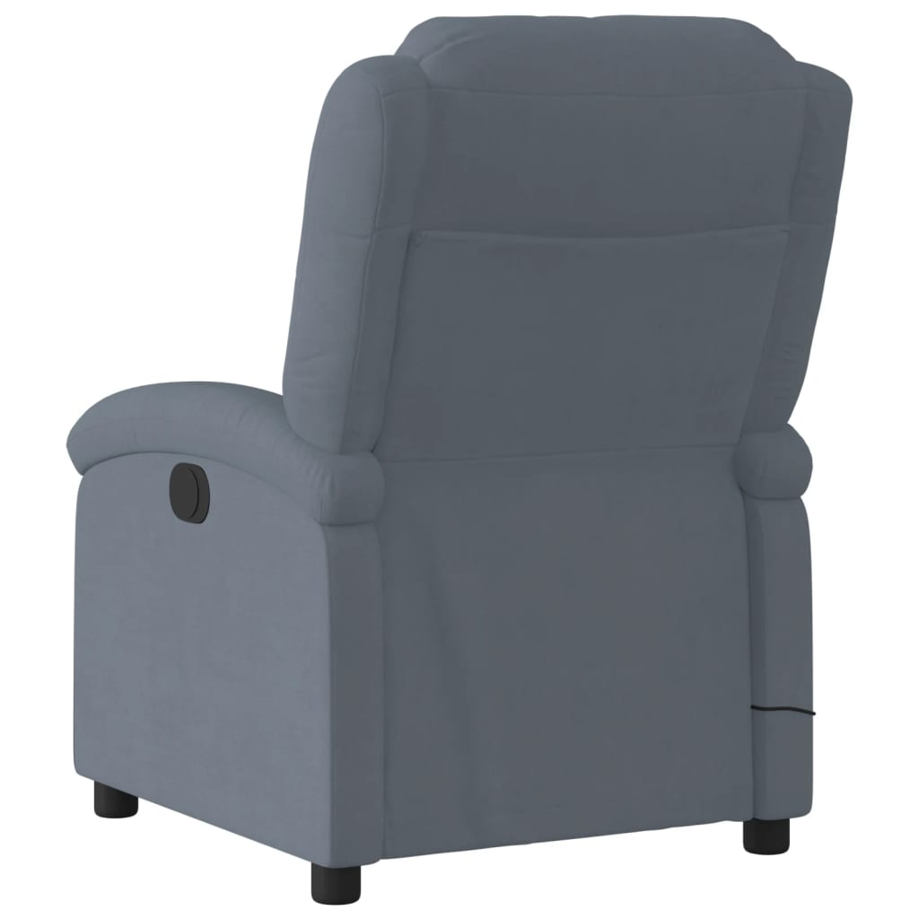 vidaXL Atlošiamas masažinis krėslas, tamsiai pilkos spalvos, aksomas