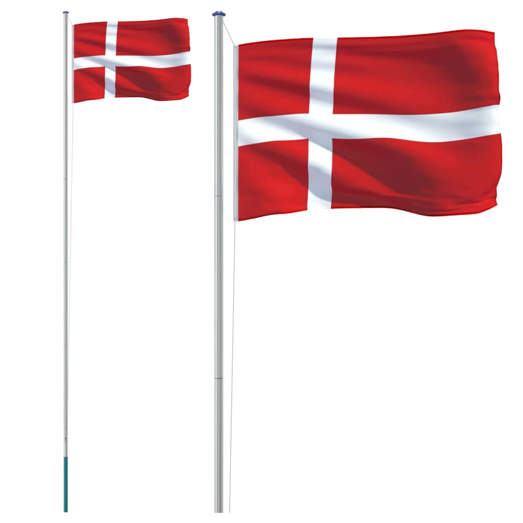 vidaXL Danijos vėliava su stiebu, aliuminis, 6,23m