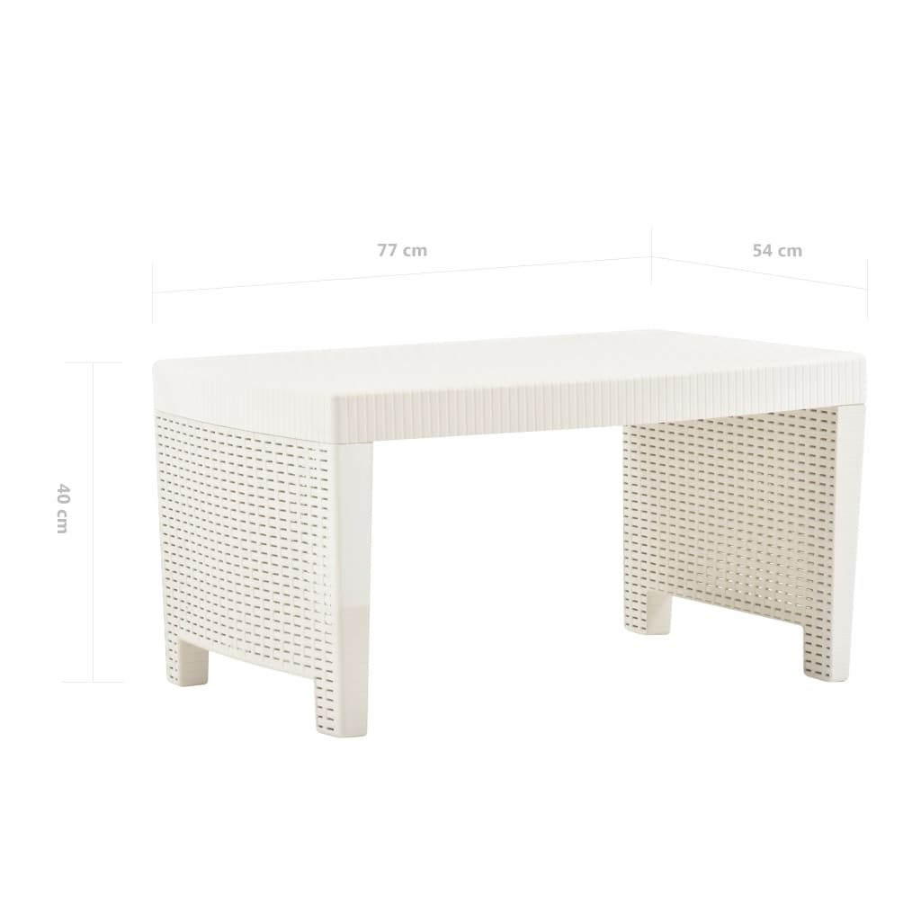 vidaXL Sodo poilsio baldų komplektas, 3 dalių, baltas, plastikas