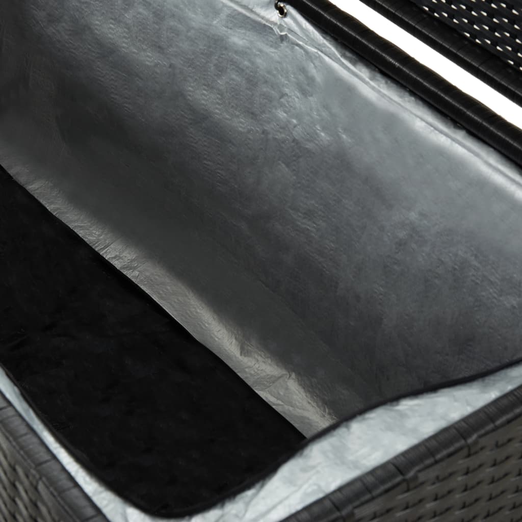 vidaXL Sodo daiktadėžė, juodos spalvos, 200x50x60cm, poliratanas