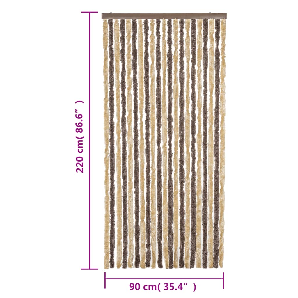 vidaXL Užuolaida nuo musių, ruda ir smėlio, 90x220 cm, šenilis