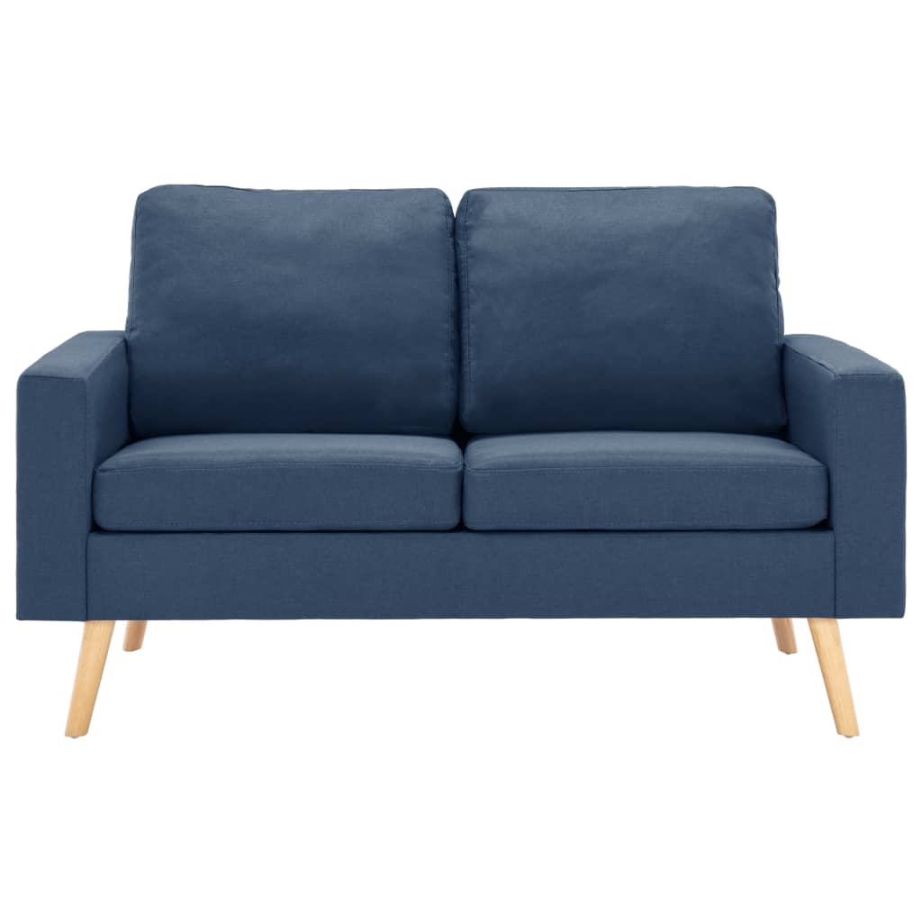 vidaXL Dvivietė sofa, mėlynos spalvos, audinys