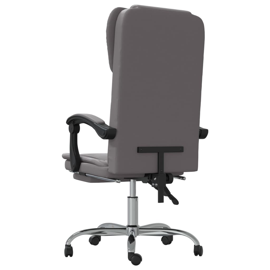 vidaXL Atlošiama biuro kėdė, pilkos spalvos, dirbtinė oda