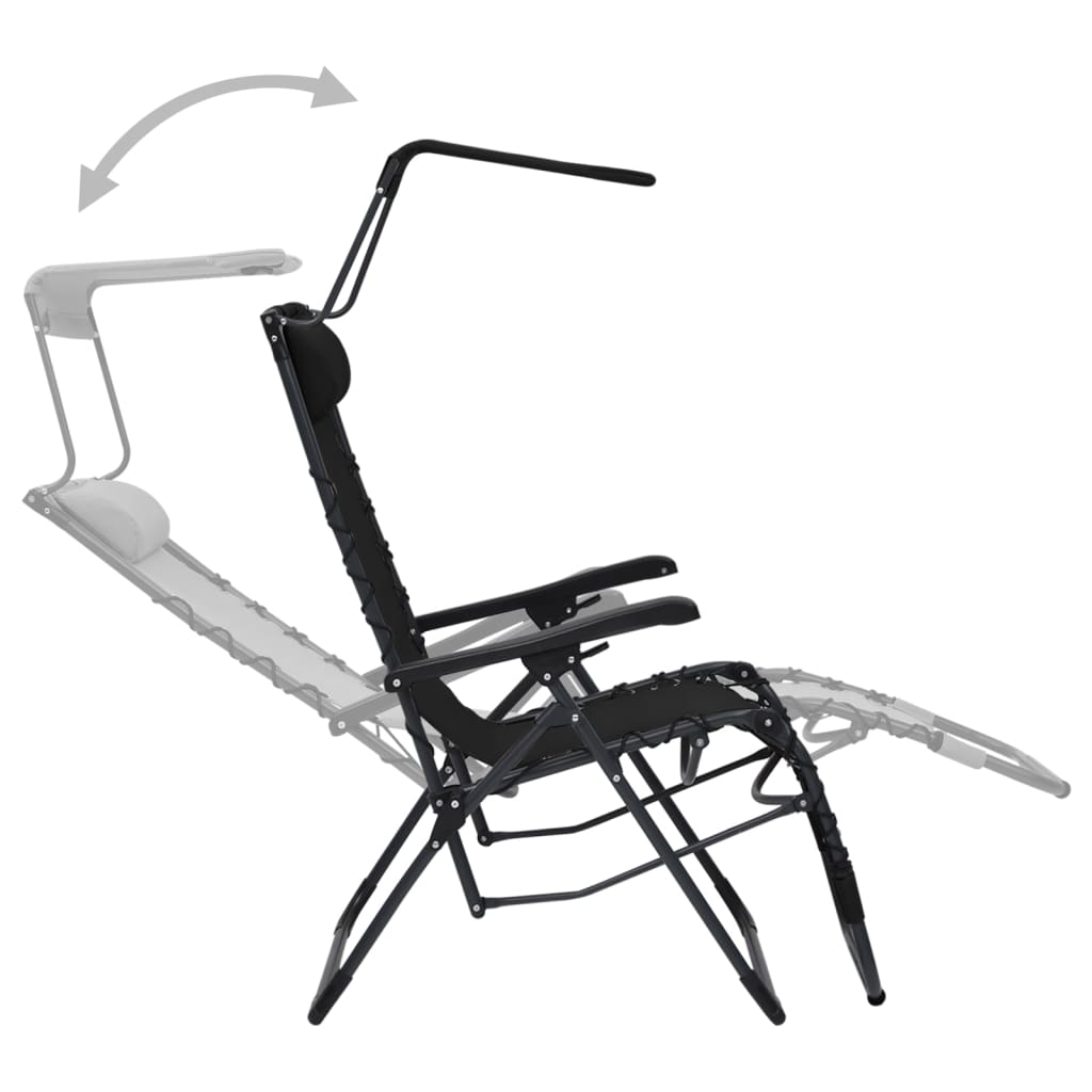 vidaXL Sulankstomos terasos kėdės, 2 vnt., juoda, tekstilenas