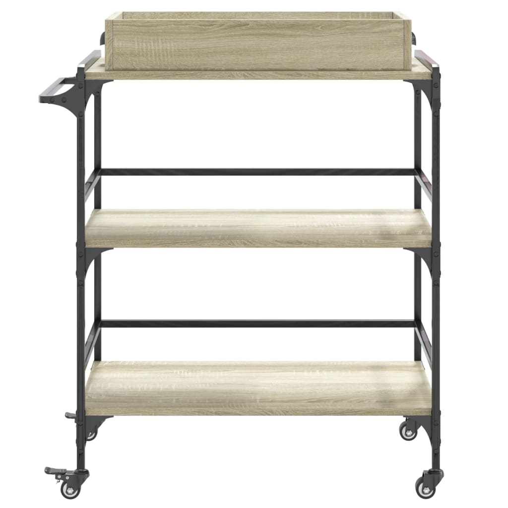 vidaXL Virtuvės vežimėlis, ąžuolo, 81,5x41x92,5cm, apdirbta mediena