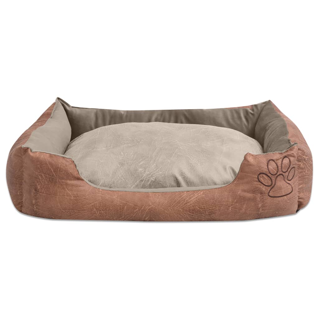 vidaXL Šuns guolis su pagalvėle, PU, dirbtinė oda dydis L, smėlinis