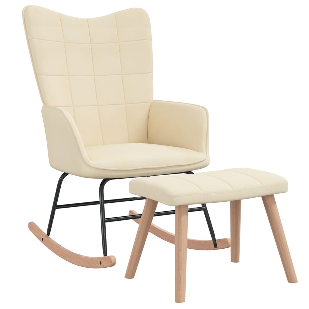 vidaXL Supama kėdė su pakoja, kreminės spalvos, audinys