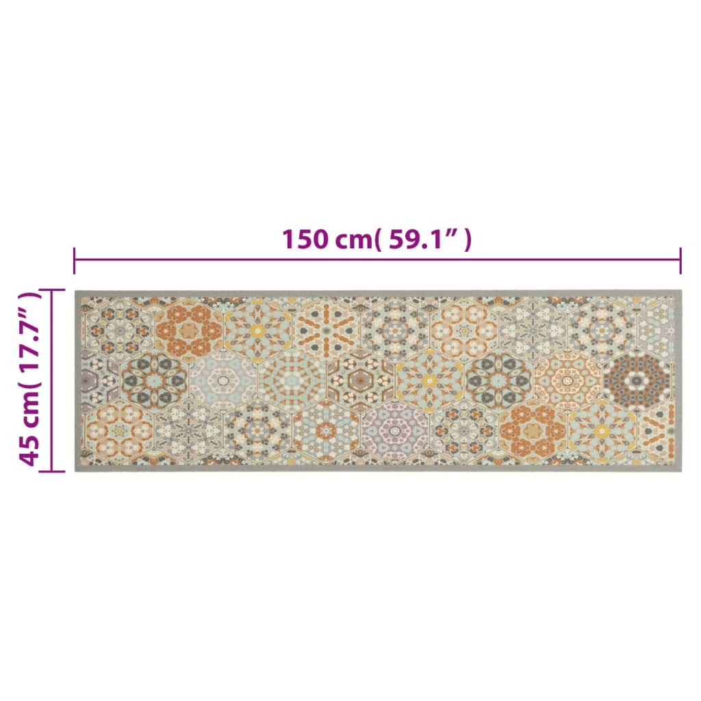 vidaXL Virtuvės kilimėlis, 45x150cm, aksomas, plaunamas, su rombais