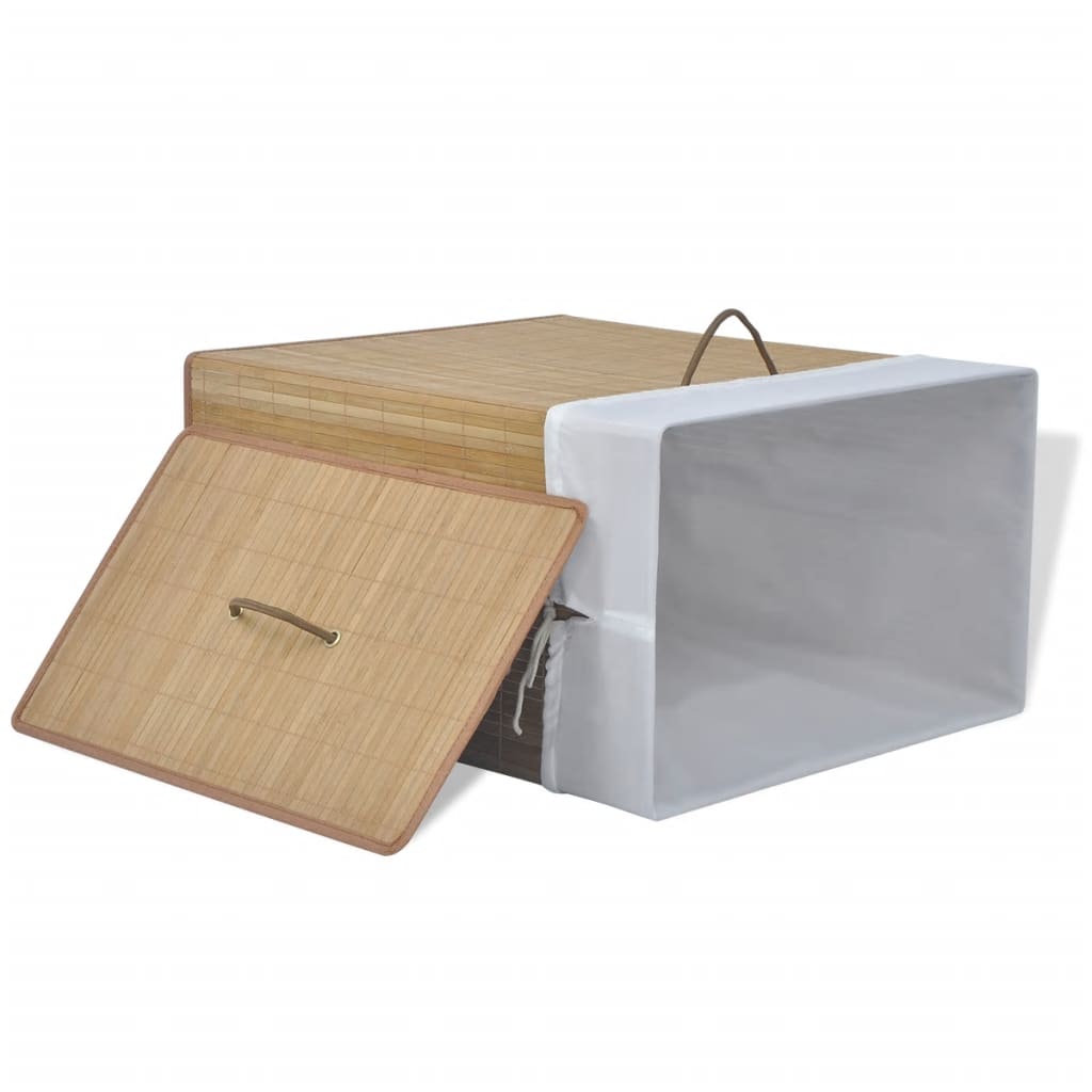 vidaXL Skalbinių krepšys, natūrali spalva, bambukas, kvadratinis