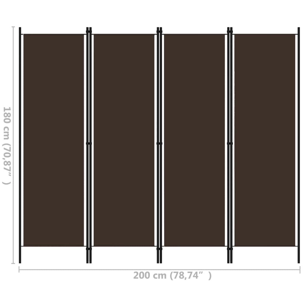 vidaXL Kambario pertvara, 4 dalių, rudos spalvos, 200x180cm
