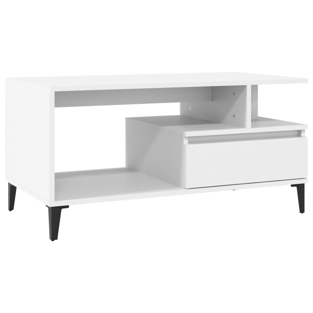 vidaXL Kavos staliukas, baltos spalvos, 90x49x45cm, apdirbta mediena
