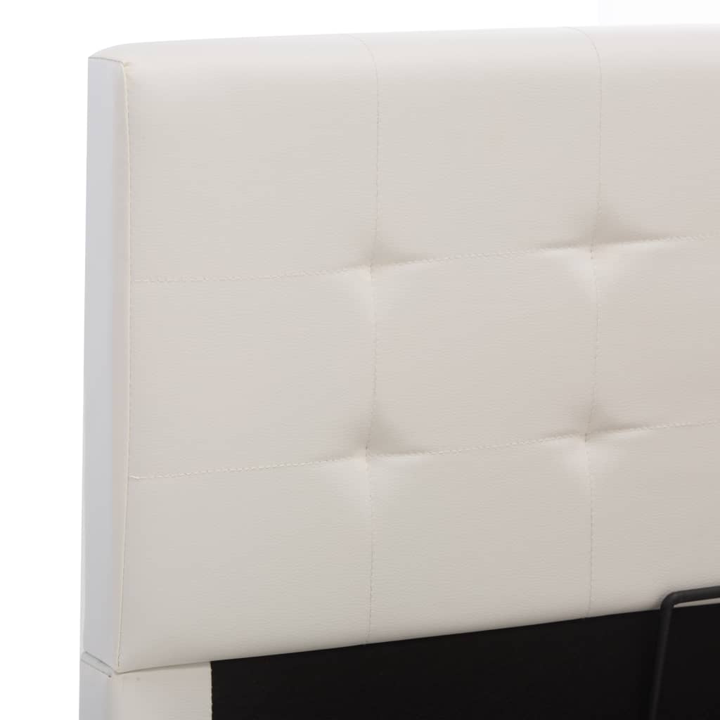 vidaXL Lovos rėmas su daiktadėže, baltas, 160x200cm, dirbtinė oda