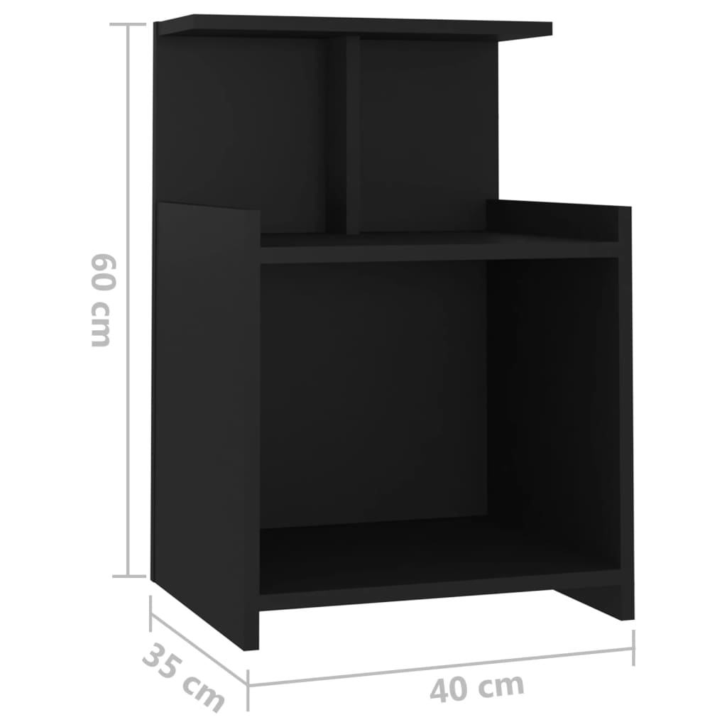 vidaXL Naktinė spintelė, juodos spalvos, 40x35x60cm, MDP