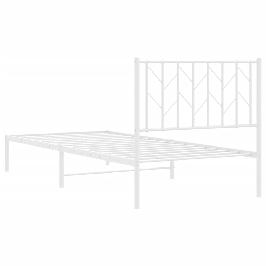 vidaXL Metalinis lovos rėmas su galvūgaliu, baltas, 90x190cm