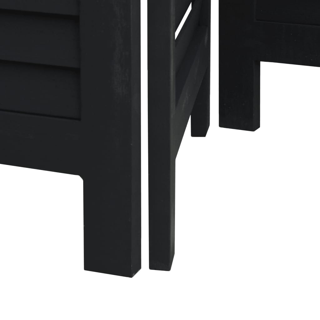 vidaXL Kambario pertvara, 4 segmentai, juoda, paulovnijos mediena