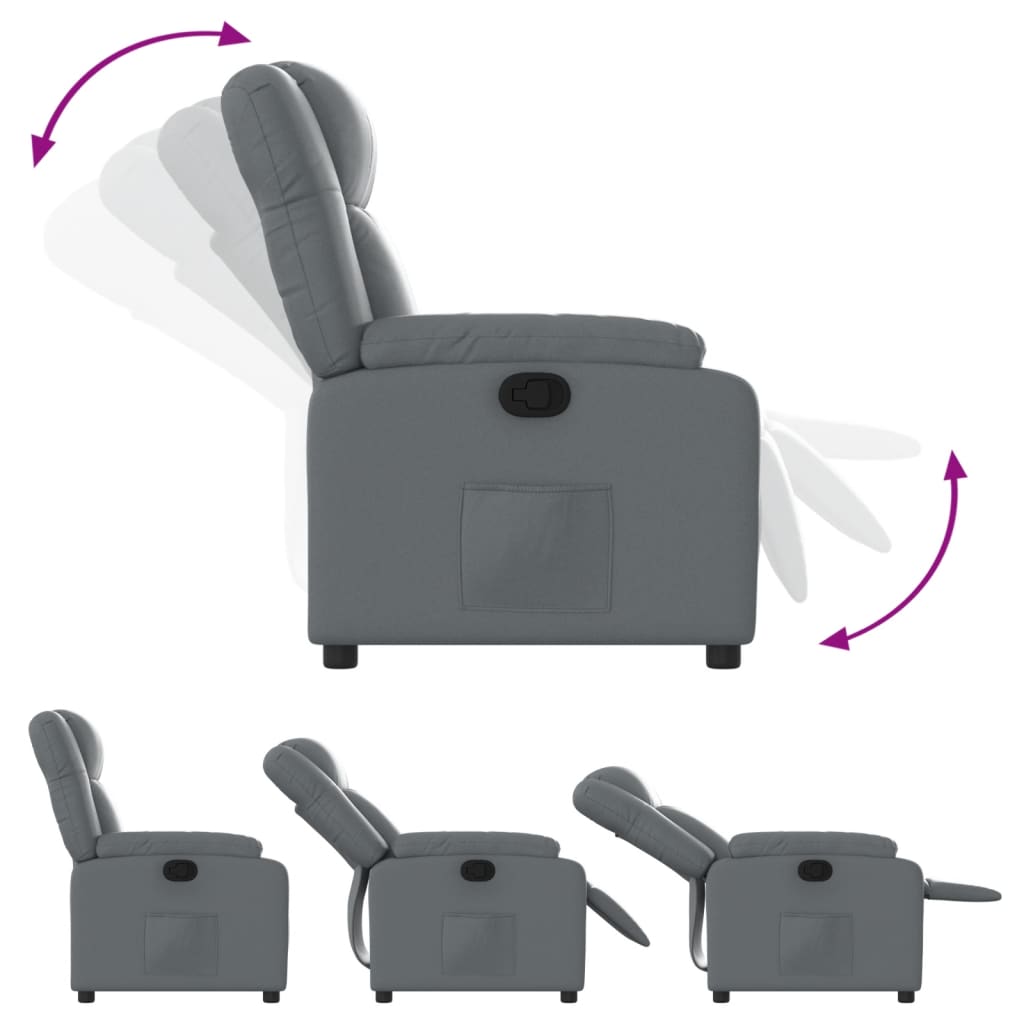 vidaXL Atlošiamas krėslas, pilkos spalvos, dirbtinė oda