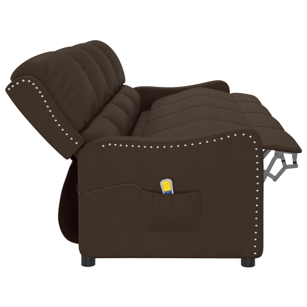 vidaXL Keturvietis atlošiamas masažinis krėslas, rudas, dirbtinė oda