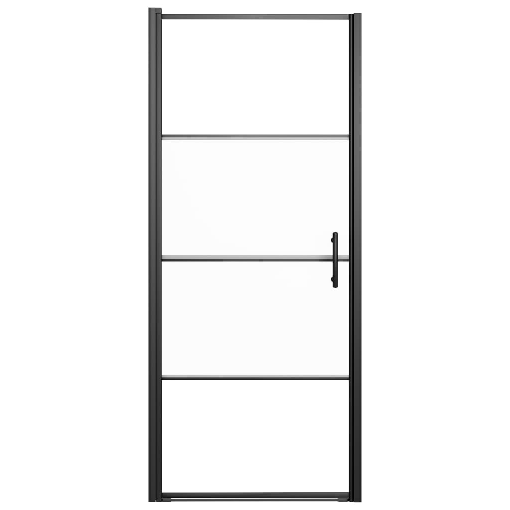 vidaXL Dušo durys, juodos, 91x195cm, grūdintas stiklas, pusiau matinės