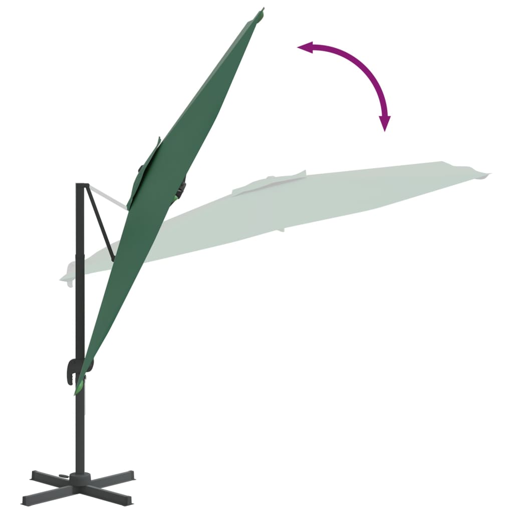 vidaXL Gembės formos skėtis su LED, žalios spalvos, 400x300cm