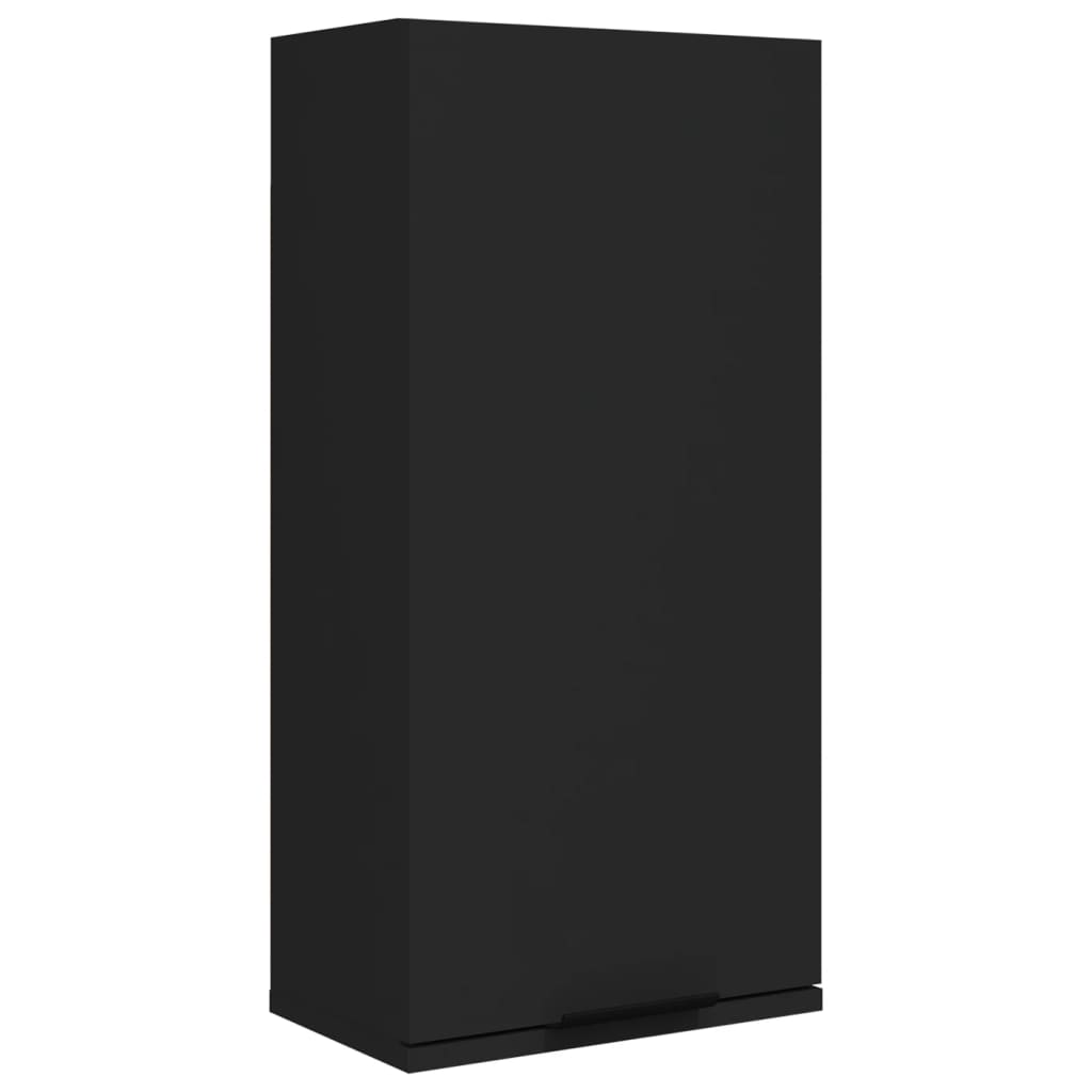 vidaXL Prie sienos montuojama vonios spintelė, juoda, 32x20x67cm