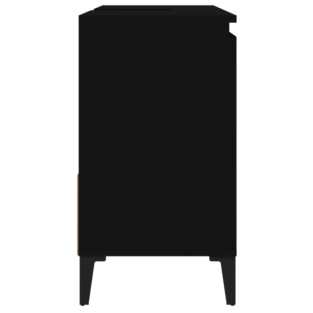 vidaXL Vonios kambario spintelė, juoda, 65x33x60cm, apdirbta mediena
