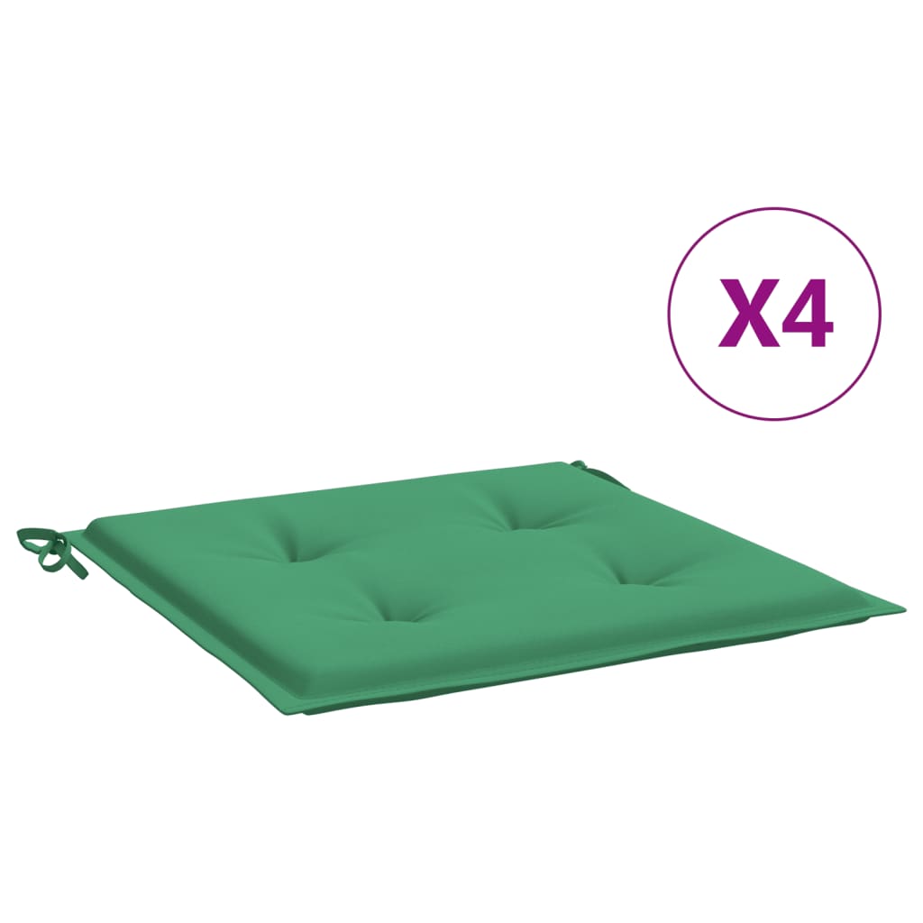 vidaXL Sodo kėdės pagalvėlės, 4vnt., žalios, 40x40x3cm, audinys